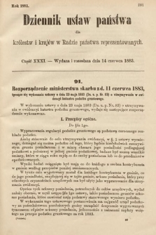 Dziennik Ustaw Państwa dla Królestw i Krajów w Radzie Państwa Reprezentowanych. 1883, cz. 31