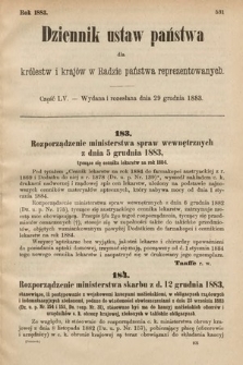 Dziennik Ustaw Państwa dla Królestw i Krajów w Radzie Państwa Reprezentowanych. 1883, cz. 55