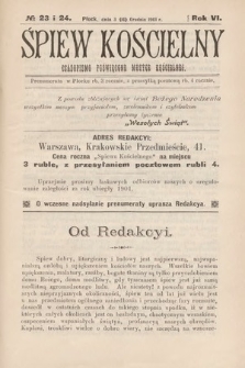 Śpiew Kościelny : czasopismo poświęcone muzyce kościelnej. 1901, nr 23 i 24