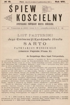 Śpiew Kościelny : dwutygodnik poświęcony muzyce kościelnej. 1903, nr 19