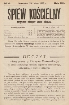 Śpiew Kościelny : dwutygodnik poświęcony muzyce kościelnej. 1908, nr 4