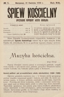 Śpiew Kościelny : dwutygodnik poświęcony muzyce kościelnej. 1908, nr 7