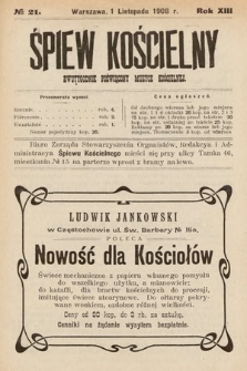 Śpiew Kościelny : dwutygodnik poświęcony muzyce kościelnej. 1908, nr 21