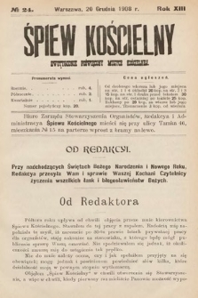 Śpiew Kościelny : dwutygodnik poświęcony muzyce kościelnej. 1908, nr 24