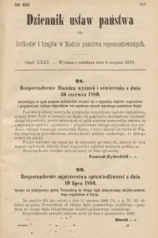 Dziennik Ustaw Państwa dla Królestw i Krajów w Radzie Państwa Reprezentowanych. 1880, cz. 35