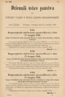 Dziennik Ustaw Państwa dla Królestw i Krajów w Radzie Państwa Reprezentowanych. 1880, cz. 39
