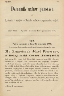Dziennik Ustaw Państwa dla Królestw i Krajów w Radzie Państwa Reprezentowanych. 1880, cz. 42