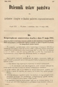 Dziennik Ustaw Państwa dla Królestw i Krajów w Radzie Państwa Reprezentowanych. 1881, cz. 20