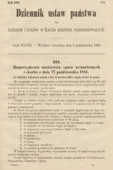 Dziennik Ustaw Państwa dla Królestw i Krajów w Radzie Państwa Reprezentowanych. 1881, cz. 48