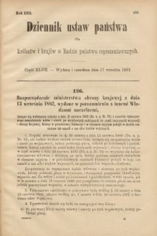Dziennik Ustaw Państwa dla Królestw i Krajów w Radzie Państwa Reprezentowanych. 1882, cz. 47