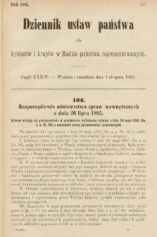 Dziennik Ustaw Państwa dla Królestw i Krajów w Radzie Państwa Reprezentowanych. 1885, cz. 34