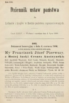 Dziennik Ustaw Państwa dla Królestw i Krajów w Radzie Państwa Reprezentowanych. 1886, cz. 35