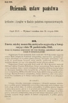 Dziennik Ustaw Państwa dla Królestw i Krajów w Radzie Państwa Reprezentowanych. 1886, cz. 42