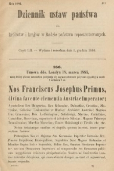 Dziennik Ustaw Państwa dla Królestw i Krajów w Radzie Państwa Reprezentowanych. 1886, cz. 52