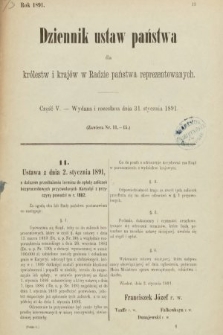 Dziennik Ustaw Państwa dla Królestw i Krajów w Radzie Państwa Reprezentowanych. 1891, cz. 5