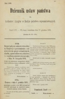 Dziennik Ustaw Państwa dla Królestw i Krajów w Radzie Państwa Reprezentowanych. 1891, cz. 56