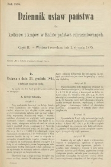 Dziennik Ustaw Państwa dla Królestw i Krajów w Radzie Państwa Reprezentowanych. 1895, cz. 2