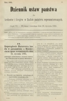 Dziennik Ustaw Państwa dla Królestw i Krajów w Radzie Państwa Reprezentowanych. 1895, cz. 6