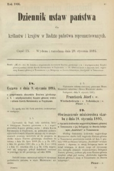 Dziennik Ustaw Państwa dla Królestw i Krajów w Radzie Państwa Reprezentowanych. 1895, cz. 9