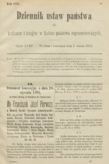 Dziennik Ustaw Państwa dla Królestw i Krajów w Radzie Państwa Reprezentowanych. 1895, cz. 18
