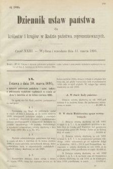 Dziennik Ustaw Państwa dla Królestw i Krajów w Radzie Państwa Reprezentowanych. 1895, cz. 23