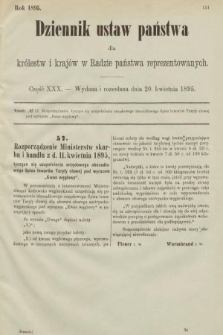 Dziennik Ustaw Państwa dla Królestw i Krajów w Radzie Państwa Reprezentowanych. 1895, cz. 30