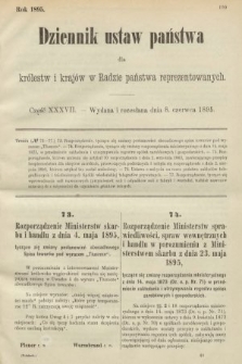 Dziennik Ustaw Państwa dla Królestw i Krajów w Radzie Państwa Reprezentowanych. 1895, cz. 37