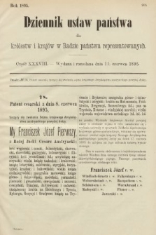 Dziennik Ustaw Państwa dla Królestw i Krajów w Radzie Państwa Reprezentowanych. 1895, cz. 38