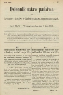Dziennik Ustaw Państwa dla Królestw i Krajów w Radzie Państwa Reprezentowanych. 1895, cz. 46