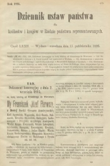 Dziennik Ustaw Państwa dla Królestw i Krajów w Radzie Państwa Reprezentowanych. 1895, cz. 72