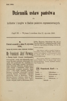 Dziennik Ustaw Państwa dla Królestw i Krajów w Radzie Państwa Reprezentowanych. 1890, cz. 3