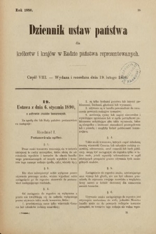 Dziennik Ustaw Państwa dla Królestw i Krajów w Radzie Państwa Reprezentowanych. 1890, cz. 8