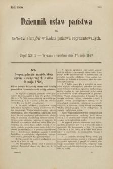 Dziennik Ustaw Państwa dla Królestw i Krajów w Radzie Państwa Reprezentowanych. 1890, cz. 23