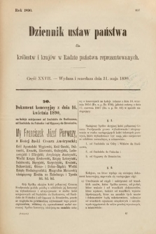 Dziennik Ustaw Państwa dla Królestw i Krajów w Radzie Państwa Reprezentowanych. 1890, cz. 27