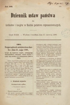 Dziennik Ustaw Państwa dla Królestw i Krajów w Radzie Państwa Reprezentowanych. 1890, cz. 29