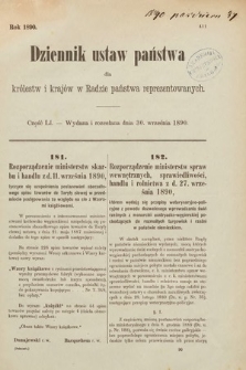 Dziennik Ustaw Państwa dla Królestw i Krajów w Radzie Państwa Reprezentowanych. 1890, cz. 51