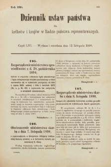 Dziennik Ustaw Państwa dla Królestw i Krajów w Radzie Państwa Reprezentowanych. 1890, cz. 56
