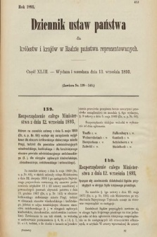 Dziennik Ustaw Państwa dla Królestw i Krajów w Radzie Państwa Reprezentowanych. 1893, cz. 43