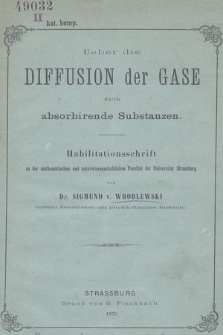 Ueber die Diffusion der Gase durch absorbirende Substanzen