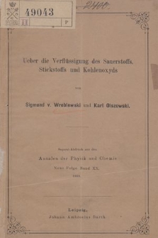 Ueber die Verflüssigung des Sauerstoffs, Stickstoffs und Kohlenoxyds