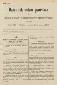 Dziennik Ustaw Państwa dla Królestw i Krajów w Radzie Państwa Reprezentowanych. 1896, cz. 19