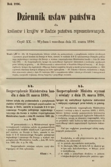 Dziennik Ustaw Państwa dla Królestw i Krajów w Radzie Państwa Reprezentowanych. 1896, cz. 20