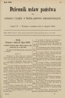 Dziennik Ustaw Państwa dla Królestw i Krajów w Radzie Państwa Reprezentowanych. 1896, cz. 55
