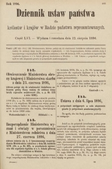 Dziennik Ustaw Państwa dla Królestw i Krajów w Radzie Państwa Reprezentowanych. 1896, cz. 56