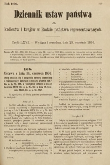 Dziennik Ustaw Państwa dla Królestw i Krajów w Radzie Państwa Reprezentowanych. 1896, cz. 66