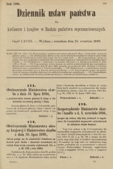 Dziennik Ustaw Państwa dla Królestw i Krajów w Radzie Państwa Reprezentowanych. 1896, cz. 68