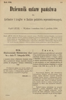 Dziennik Ustaw Państwa dla Królestw i Krajów w Radzie Państwa Reprezentowanych. 1896, cz. 80