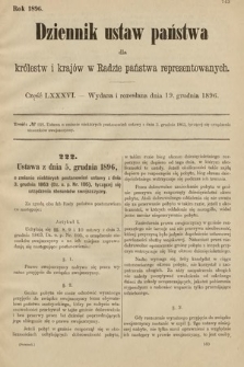 Dziennik Ustaw Państwa dla Królestw i Krajów w Radzie Państwa Reprezentowanych. 1896, cz. 86
