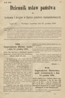 Dziennik Ustaw Państwa dla Królestw i Krajów w Radzie Państwa Reprezentowanych. 1896, cz. 90