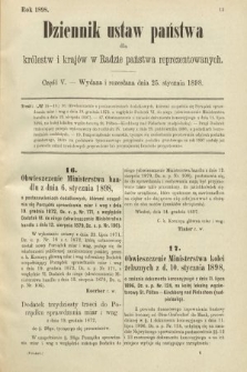 Dziennik Ustaw Państwa dla Królestw i Krajów w Radzie Państwa Reprezentowanych. 1898, cz. 5